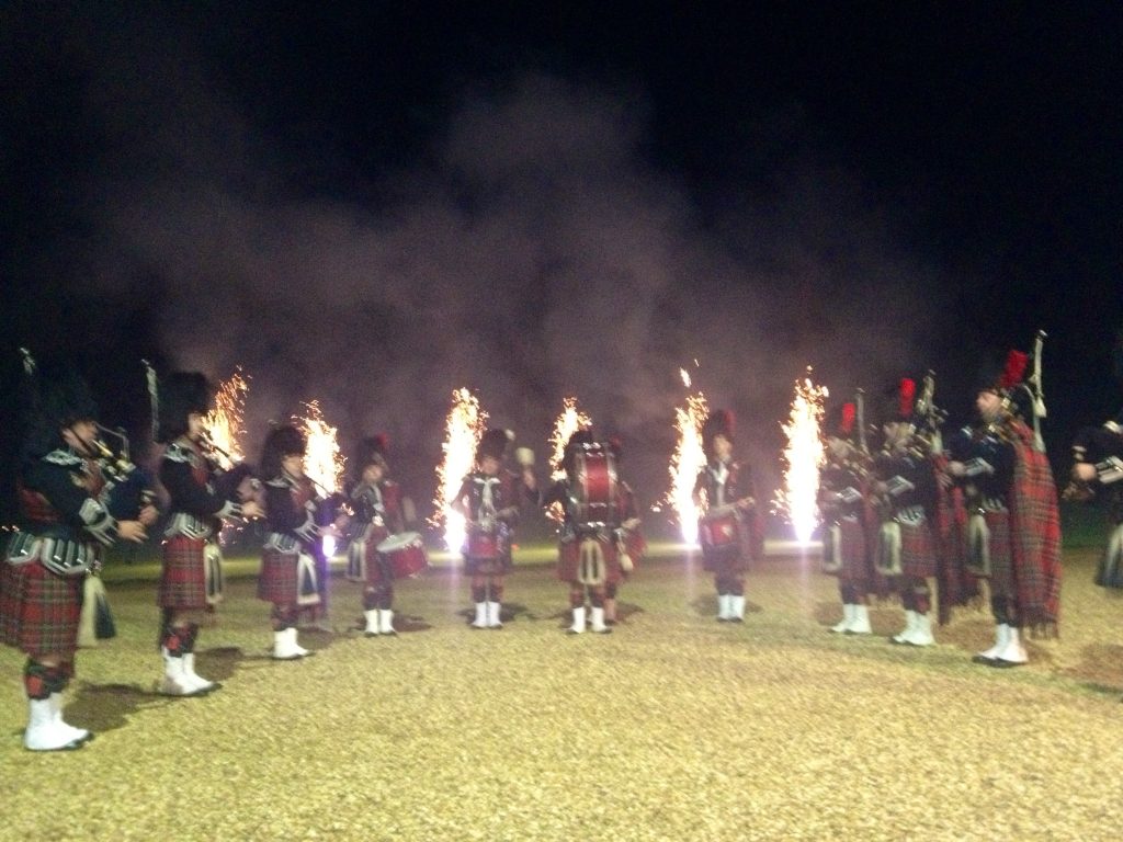 Scottish entertainment Pipe band Playing at Dundas castle